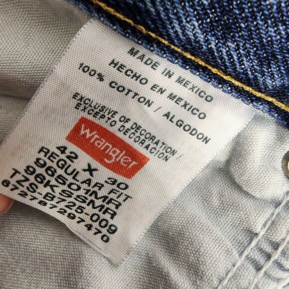 Wrangler Mens Jeans Sz 40X29 5 Star Premium Denim Regular Fit Straight Dark Wash - Picture 8 of 9